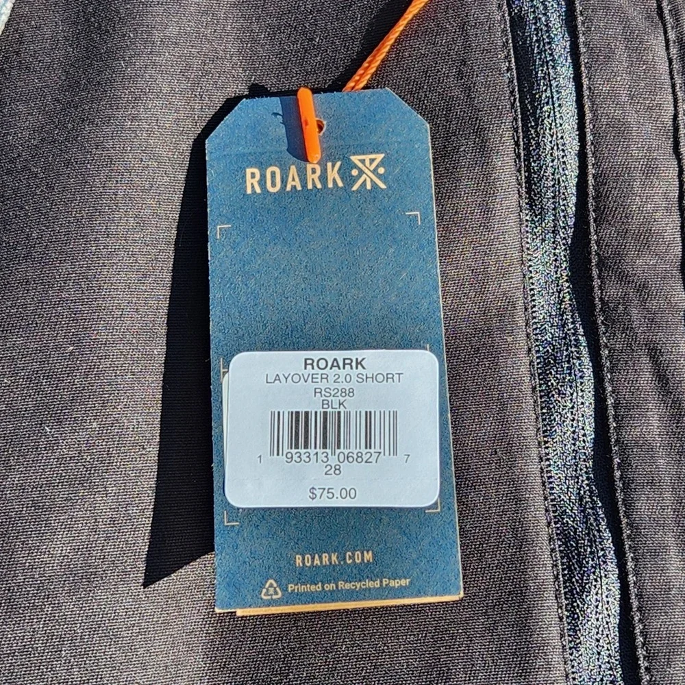 men's ROARK Layover 2.0 Shorts Black Hiking travel zip Pockets size‎ 28